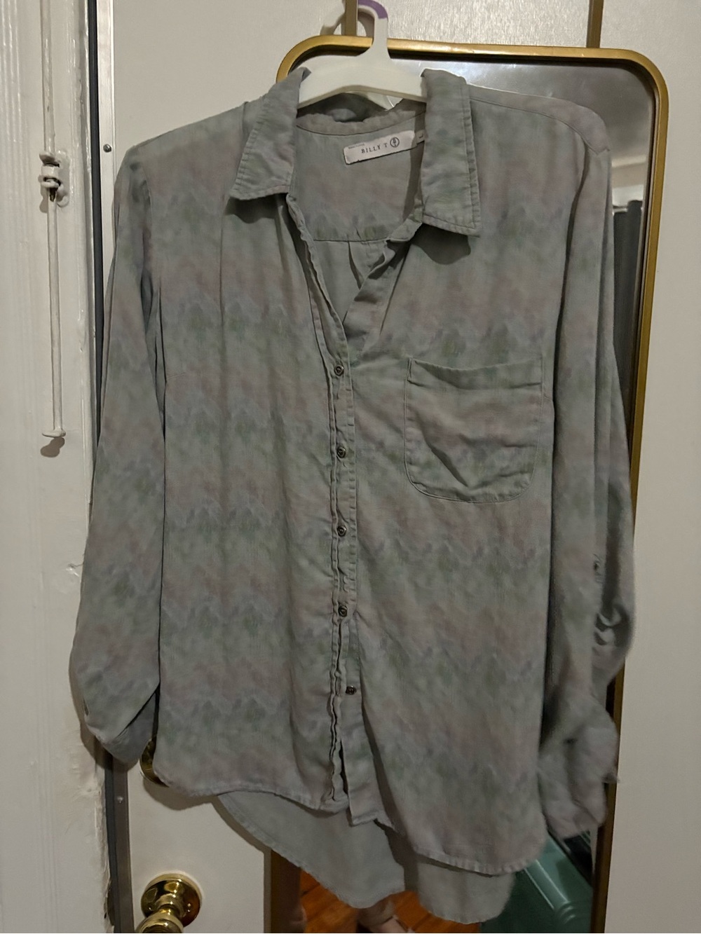 Billie & Co. Women's Sage Green Button-Down Shirt